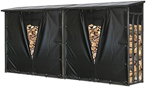 QUICK STAR 2 pièces Étagère en métal pour Bois de cheminée Anthracite XXL 185 x 70 x 185 cm Distance Entre Les Bois 4,6 m³ avec protection contre les intempéries Noir