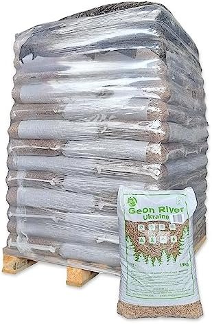 Granulés de bois 210 kg, palette, 14 x 15 kg, sacs en polyéthylène, 6 mm, certifiés ENplus et FSC, pin, pellets, poêle, chauffage écologique, chaudière, sacs Energie Kienbacher