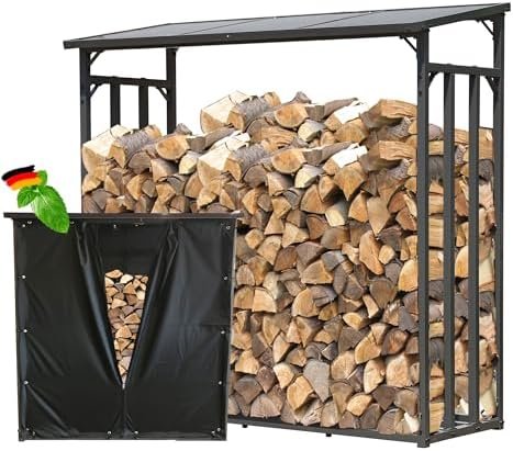 QUICK STAR Support de bois de chauffage 143x70x145cm avec protection contre les intempéries